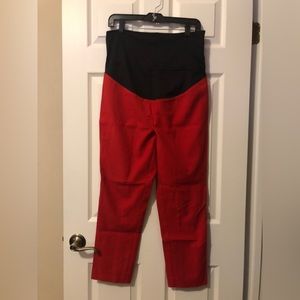 Women’s Ann Taylor LOFT Size 12 Petite Maternity Red Ankle Capri Slacks Pants